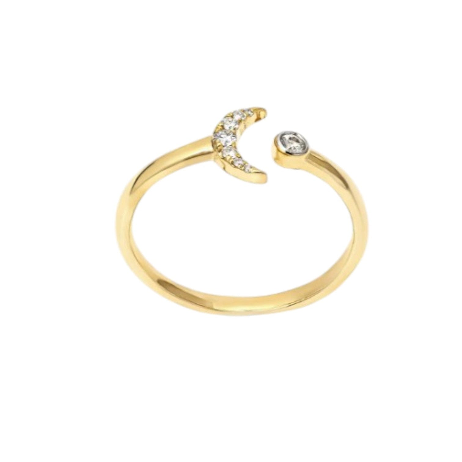 925 Sterling Silver Gold Plated Light Weight CZ Stone Moonlit Ring For Women By Kesardeep
